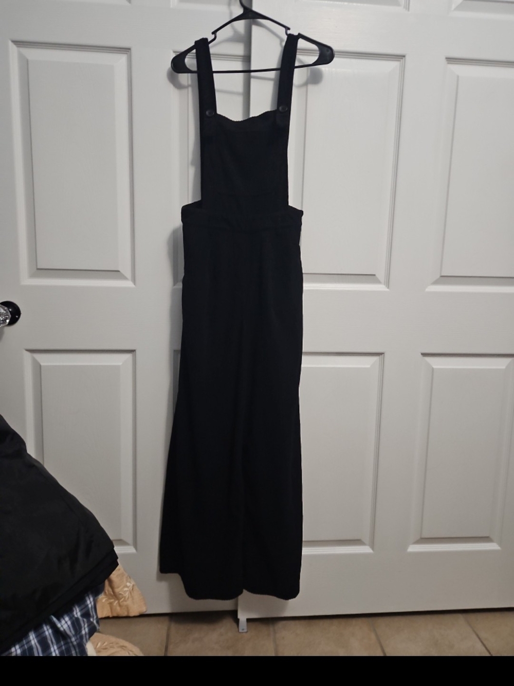 Cider Black Corduroy Wide-Leg Jumpsuit Overalls - Size Medium